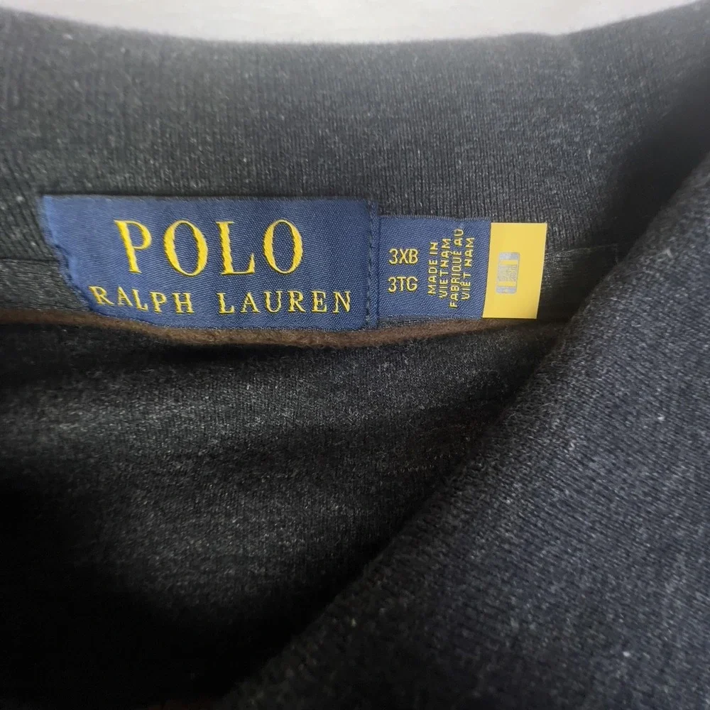 Polo Ralph Lauren‎ Polo Shirt Mens 3XB Charcoal Long Sleeve Big Tall Pony Logo